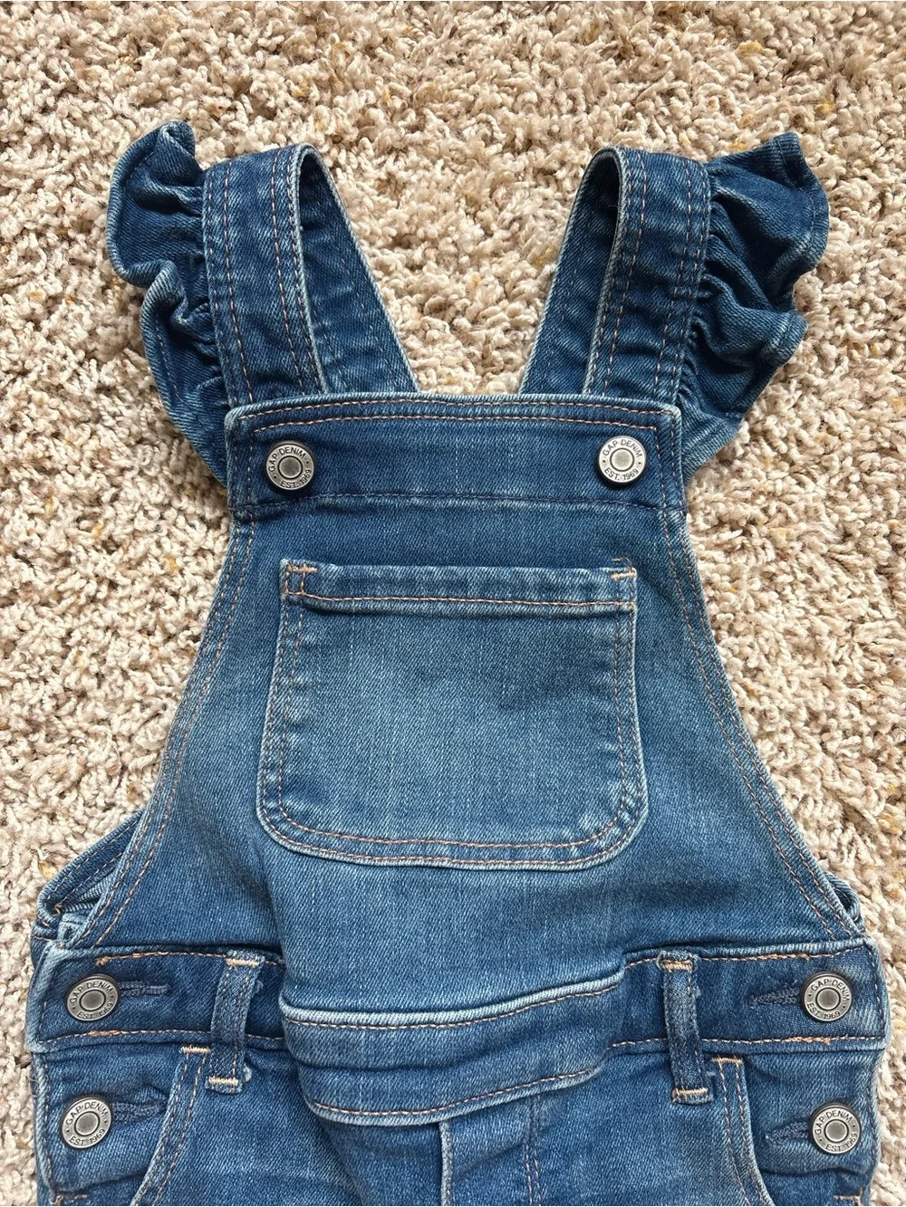 Baby GAP Denim Overalls Ruffle Straps 2T